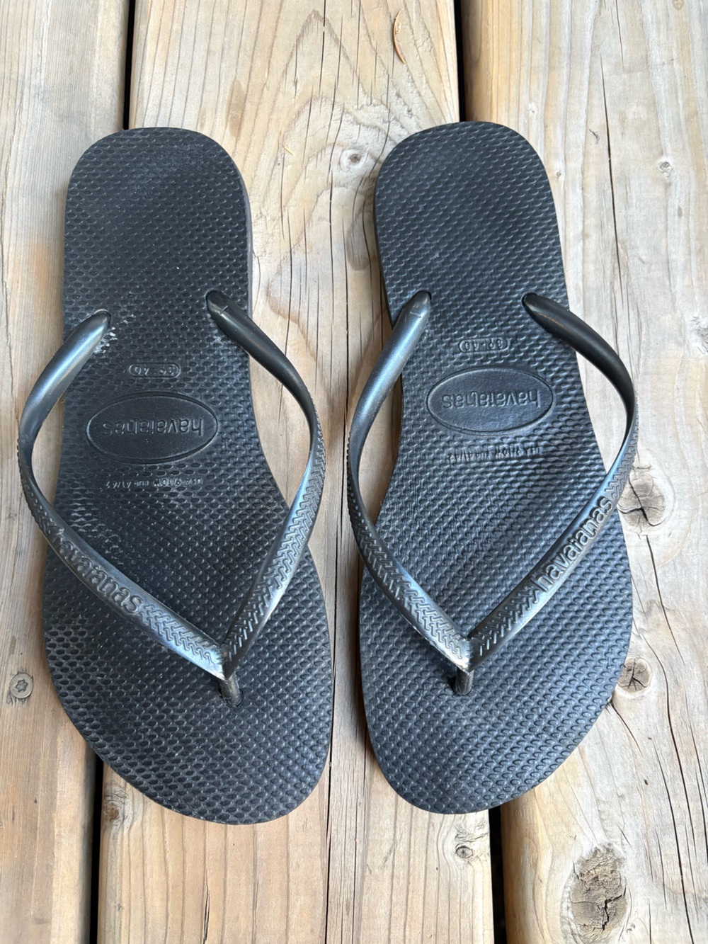 Havaianas Black Slim Flip Flops size 39-40 US 9/10W